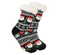 FGUUTYM Chaussettes de Noël moelleuses pour enfants et filles, chaussettes hautes, en polaire épaisse, chaudes et innovantes, chaussettes d'hiver pour enfants à bretelles noires, e, taille unique