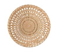 FGUUTYM Décoration murale bohème en rotin - Décoration murale plate ronde tressée - Tapisserie murale en macramé - Panier mural - Plateau de service - Art fait à la main - Pour pot de fleurs - Marron