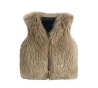 FGUUTYM Gilet en fourrure synthétique pour enfants et filles - Gilet en fourrure chaude pour l'hiver - Manteau en fausse fourrure - Sans manches - Veste d'hiver douce - Coupe-vent - Manteau d'hiver en