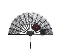FGUUTYM Halloween Éventail Noir Dentelle Rose Portable Rétro Espagnol Grand Éventail Pliant pour Femmes Filles Halloween Cosplay Costume Photo Props Performance Danse D Lampions Colorés (A, A)
