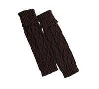 FGUUTYM Jambières chaudes en laine tricotée - Longueur moyenne - Couvre-bottes d'automne et d'hiver - Chaussettes épaisses pour femme, café, Taille unique