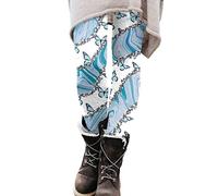 FGUUTYM Legging décontracté imprimé taille haute pour femme - Legging de fitness - Pantalon de yoga taille haute avec poche, bleu clair, XXL
