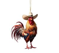 FGUUTYM Noël créatif animal poulet poulet sculpté pendentif arbre de Noël pendentif acrylique suspendu à fleurs extérieur (C, taille unique)