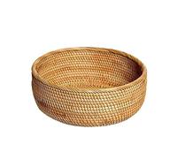 FGUUTYM Panier à clés rond pour entrée, panier de rangement en osier tissé à la main, panier décoratif en rotin, fruits, bonbons, gâteaux, panier de distribution de nourriture (B, taille unique)