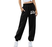 FGUUTYM Pantalon ample pour femme - Couleur unie - Petit imprimé - Sports et loisirs - Pantalon large avec cordon de serrage - Pantalon d'été décontracté, Noir , 3XL