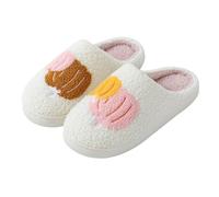FGUUTYM Pantoufles pour homme et femme avec motif animal mignon - Doublure en feutre - Pour l'hiver - Chaudes et confortables - En feutre - Unisexe - Mousse à mémoire de forme, Z5 blanc, 42 EU