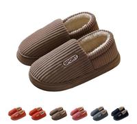 FGUUTYM Plush Pantoufles d'hiver chaudes pour femme et homme - Pantoufles fermées - En feutre doux et confortable - Pour l'intérieur et l'extérieur, café, 44 EU