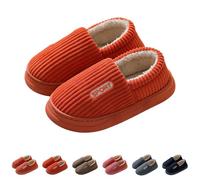 FGUUTYM Plush Pantoufles d'hiver chaudes pour femme et homme - Pantoufles fermées - En feutre doux et confortable - Pour l'intérieur et l'extérieur, Orange, 36 EU