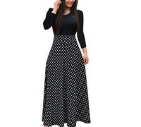 FGUUTYM Robe longue pour femme à motif floral et manches imprimées, style bohème, tendance, robe longue pour femme, robe chemise grande taille, Noir , 4XL