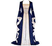 FGUUTYM Robe médiévale vintage pour femme - Robe gothique pour femme - Robe d'allaitement pour femme, bleu marine, XXL
