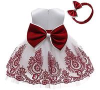 FGUUTYM Robe pour enfant en dentelle avec robe de fête pour fille - Robe tutu pour bébé Pageant Bowknot - Robe et jupe pour fille - 128 - Hiver, Blanc., 2-3 ans