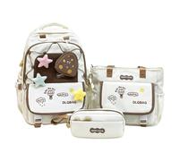 FGUUTYM Sac à dos pour enfant fille 3 pièces avec boîte à repas, trousse et sac pour écouteurs - Joli sac à livres - Cartable pour étudiants de niveau intermédiaire - Coole (cafee, A)