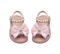 FGUUTYM Sandales pour filles et tout-petits - Mode élégante - Chaussures de princesse avec nœuds et perles - Semelles souples en cuir - Sandales pour bébé - Chaussures d'apprentissage de la marche