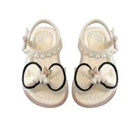 FGUUTYM Sandales pour filles et tout-petits - Mode élégante - Chaussures de princesse avec nœuds et perles - Semelles souples en cuir - Sandales pour bébé - Chaussures d'apprentissage de la marche