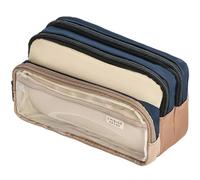 FGUUTYM Trousse à crayons de grande capacité - Trousse de papeterie japonaise pour filles - Double couleur - Multifonction - Pour collèges - Bleu marine - Taille unique