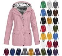 FGUUTYM Veste de pluie pour femme - Imperméable et respirante - Avec capuche - Coupe-vent - Léger - Coupe-vent - Pour femme - Veste de pluie de vélo - Grandes tailles - Trench