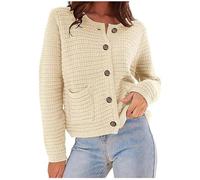 FGVFCS Cardigans pour femme - Vestes en tricot boutonnées à manches longues - Cardigan ouvert sur le devant - Veste décontractée de couleur unie - Vêtements d'automne et d'hiver - Manteaux de bureau