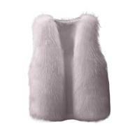 FGVFCS Gilets pour femmes UK Manteaux moelleux d'hiver chauds pour femme Gilet thermique en fausse fourrure Veste sans manches de couleur unie Manteau en velours doux Gilets d'extérieur, Gris (01), L