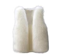 FGVFCS Gilets pour femmes UK Manteaux moelleux d'hiver chauds pour femme Gilet thermique en fausse fourrure Veste sans manches de couleur unie Manteau en velours doux Gilets d'extérieur, Blanc 01, XXL