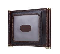 FGVGWRGV Pince à Billets en Cuir de Vachette, Portefeuille à Trois Volets for Cartes, Pince à Billets for Homme, Poche zippée for pièces de Monnaie (Couleur : Marron foncé)