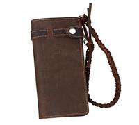 FGVGWRGV Portefeuille en Cuir de Cheval Fou for Hommes, Long Sac d'argent rétro Couche de tête en Peau de Vache, Pince à Billets véritable décontracté, Vente en Gros