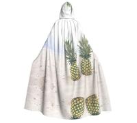 Fgwaauh Ananas On The Summer Beach Cape unisexe avec capuche pleine longueur pour Halloween, cosplay, robe à capuche