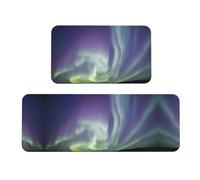 Fgwaauh Aurora Lot de 2 tapis de cuisine rembourrés anti-fatigue pour sol de cuisine et évier