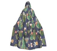 Fgwaauh Cape à capuche de 147,3 cm avec capuche, motif cactus aquarelle, unisexe, cape pleine longueur pour Halloween, fête, cosplay, cape