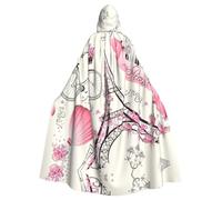 Fgwaauh Cape à capuche de 147,3 cm avec capuche, tour Eiffel de Paris romantique, bicyclette, unisexe, pleine longueur, cape à capuche pour Halloween, fête, cosplay, cape