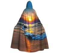 Fgwaauh Cape unisexe avec capuche - Dernier rayon de soleil sur les vagues de la mer - Costume d'Halloween - Costume de cosplay - Robe à capuche