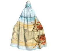 Fgwaauh Cape unisexe moderne avec capuche et étoile de mer et corail sur le sable sur le paysage de plage
