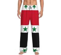 Fgwaauh Drapeau de la République arabe syrienne pour homme Pantalon de pyjama avec poches Pantalon de pyjama long Jammies Pyjama Lounge Loungewear, Noir , 3XL