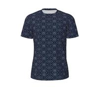 Fgwaauh Lignes pointillées formes géométriques sur fond bleu ombre T-shirt en maille à manches courtes pour hommes T-shirt imprimé à manches courtes pour hommes, Noir , XXL