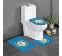 Fgwaauh Lot de 3 tapis de salle de bain antidérapants et doux - Motif drapeau du Dakota du Sud - Pour salle de bain, baignoire, douche
