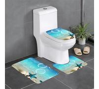 Fgwaauh Lot de 3 tapis de salle de bain en forme d'étoiles de mer et de coquillages antidérapants et doux en forme de U pour salle de bain, baignoire, douche