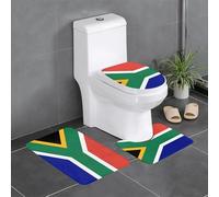 Fgwaauh Lot de 3 tapis de salle de bain - Motif drapeau de l'Afrique du Sud - Antidérapant - Souple - En forme de U - Pour salle de bain, baignoire, douche