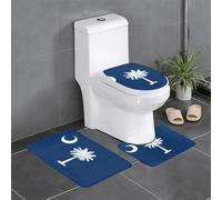 Fgwaauh Lot de 3 tapis de salle de bain, tapis de bain antidérapants et doux, motif drapeau de la Caroline du Sud, tapis de toilette en forme de U pour salle de bain, baignoire, douche