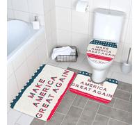 Fgwaauh Make America Great Again Lot de 3 tapis de salle de bain en forme de U, tapis de sol et couvercle de toilette