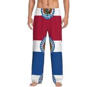 Fgwaauh Missouri State Flag Pantalon de pyjama pour homme avec poches Pantalon de pyjama long Jammies Pyjama Lounge Loungewear, Noir , M