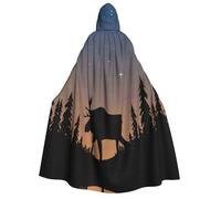 Fgwaauh Moose Mountain Pine Tree Wilderness Cape unisexe avec capuche pleine longueur pour Halloween, cosplay, robe à capuche