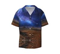 Fgwaauh Nebula in Desert Monument Valley Landscape Chemise hawaïenne à manches courtes boutonnée pour homme avec poche, Noir , S