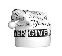 Fgwaauh Never Give Up Chapeau de Père Noël, pour Noël, Nouvel An, fête de Noël, Nouvel An, fournitures de fête festives