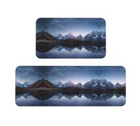 Fgwaauh Night Sky With Milky Way Lot de 2 tapis de cuisine rembourrés anti-fatigue pour sol de cuisine, évier