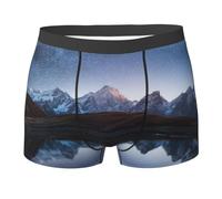 Fgwaauh Night Sky With Stars And Mountain Lake Boxer pour homme Sous-vêtements respirants extensibles avec taille élastique confortable, Noir , M
