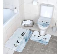 Fgwaauh Penguins On The Iceberg Lot de 3 tapis de salle de bain en forme de U, tapis de sol et couvercle de toilette