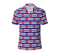 Fgwaauh Polo de golf à manches courtes avec drapeau cubain pour homme Coupe sèche, Noir , S