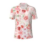 Fgwaauh Polo de golf à manches courtes et col à manches courtes pour homme, couleur pâle délavée, mélange de roses, Noir , 4XL