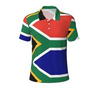 Fgwaauh Polo de golf à manches courtes et col avec drapeau de l'Afrique du Sud pour homme, Noir , XL