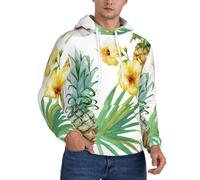 Fgwaauh Pull à capuche pour homme avec motif ananas tropical, doublure épaisse, poche kangourou, coupe-vent, chaud, sweat à capuche athlétique, Noir , L
