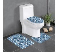 Fgwaauh Stormy Sea Lot de 3 tapis de salle de bain antidérapants doux en forme de U pour salle de bain, baignoire, douche